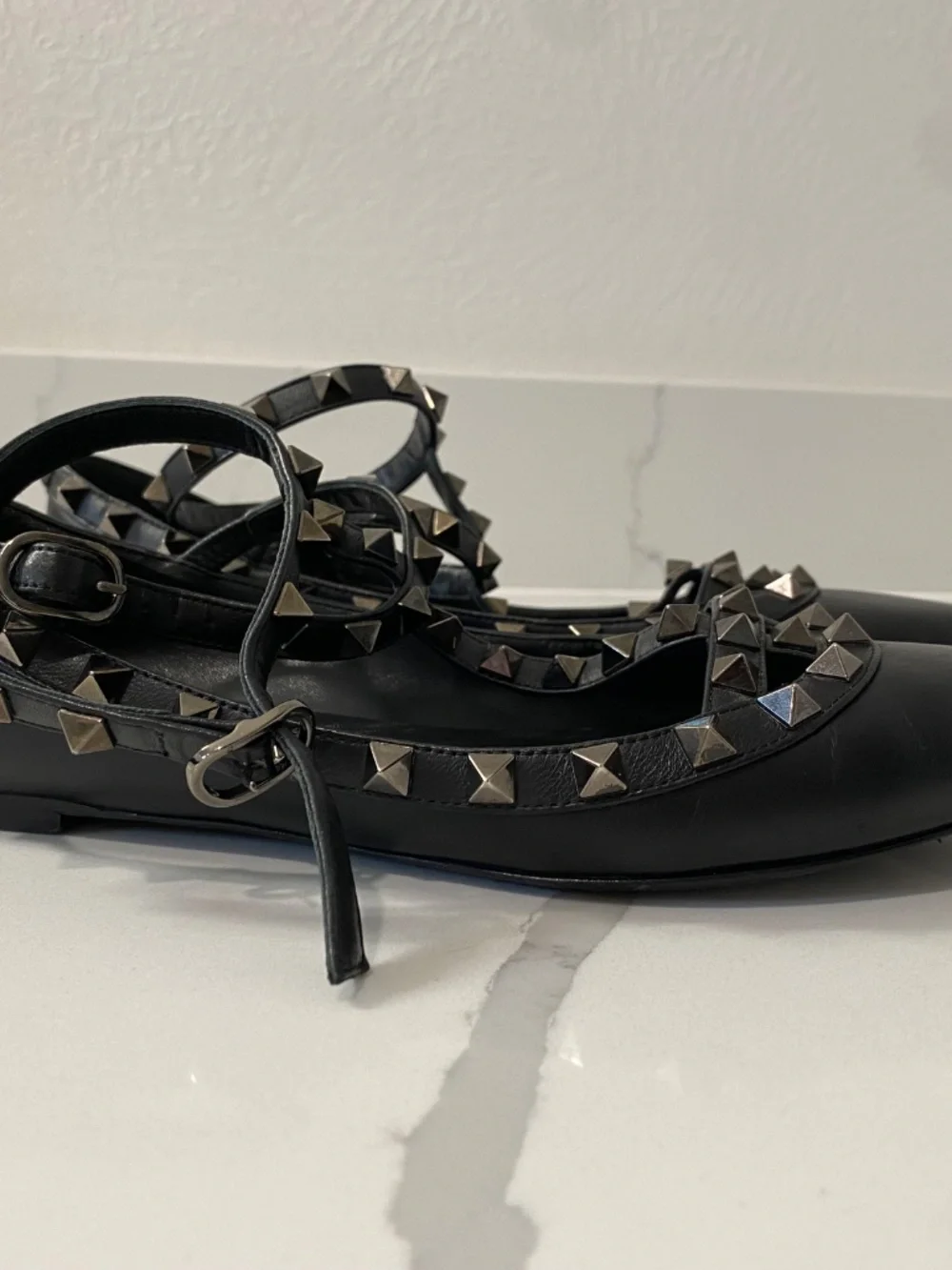 Valentino Rockstud Flats Noir 37 1/2 - Picture 3 of 7